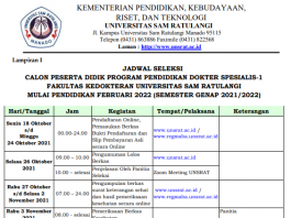 Prosedur Pendaftaran PPDS-1 Fakultas Kedokteran Univeritas Sam Ratulangi Manado